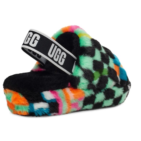 UGG Fluff Yeah Check Slide Sandals Size 8 - Picture 6 of 15